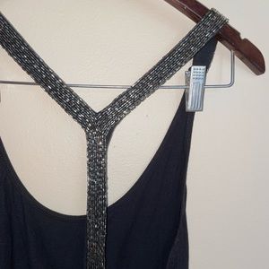 Zara Traflauc Black and Silver Sequence Racerback Tank Top